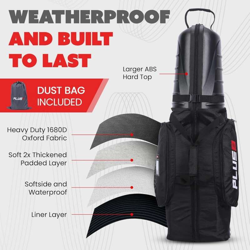 PLUS8 Weatherproof Golf Travel Bag – Heavy - Duty Build with Dust Bag Included