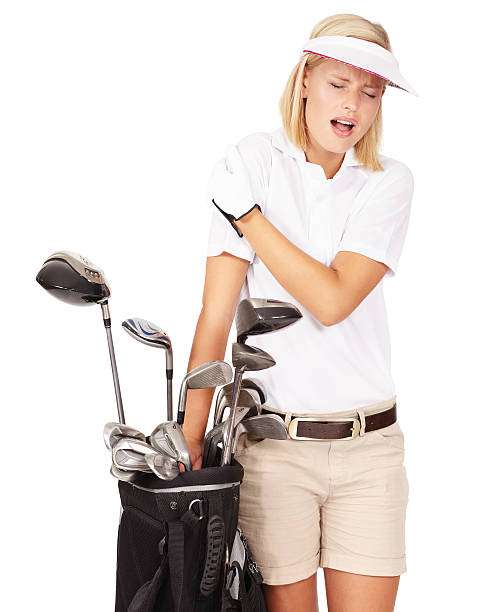 A heavy golf bag can cause shoulder pain